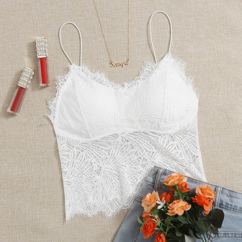 

Eyelash Lace Longline White Bralette