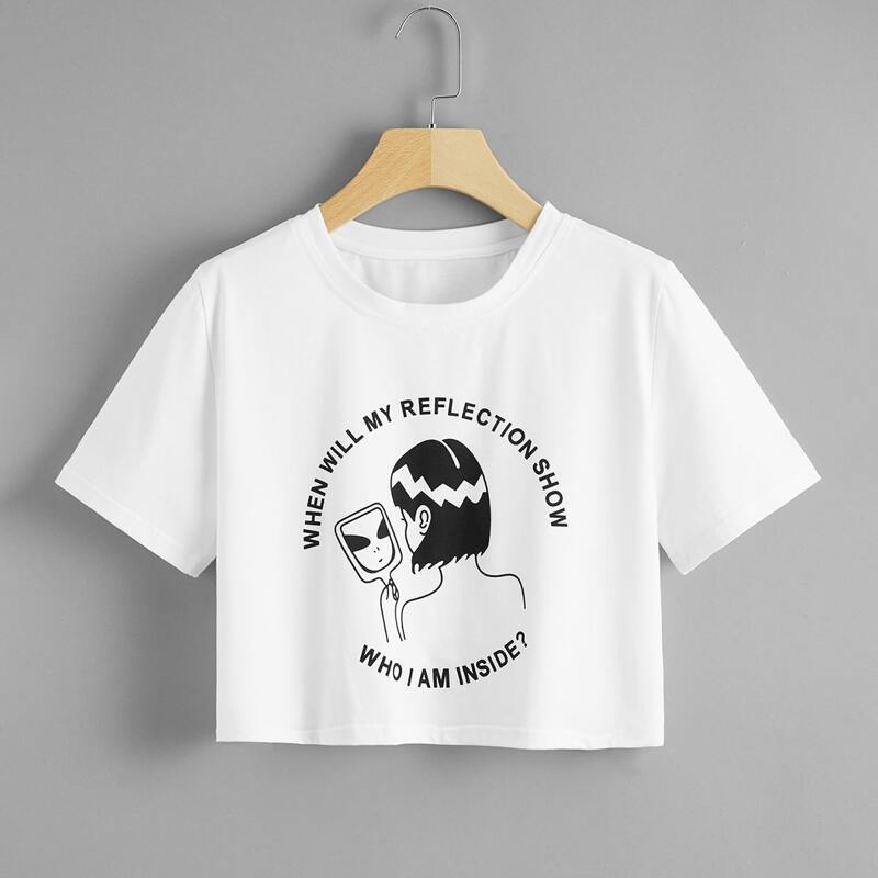 

Slogan Graphic Crop Tee, White