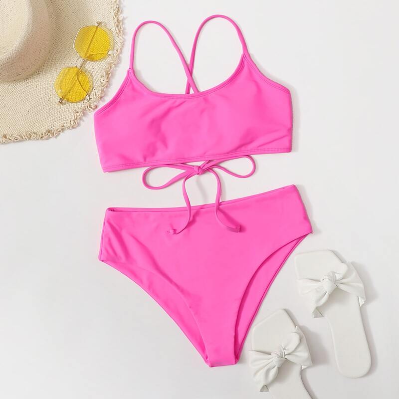 

Hot Pink High Waist Bikini Swimsuit