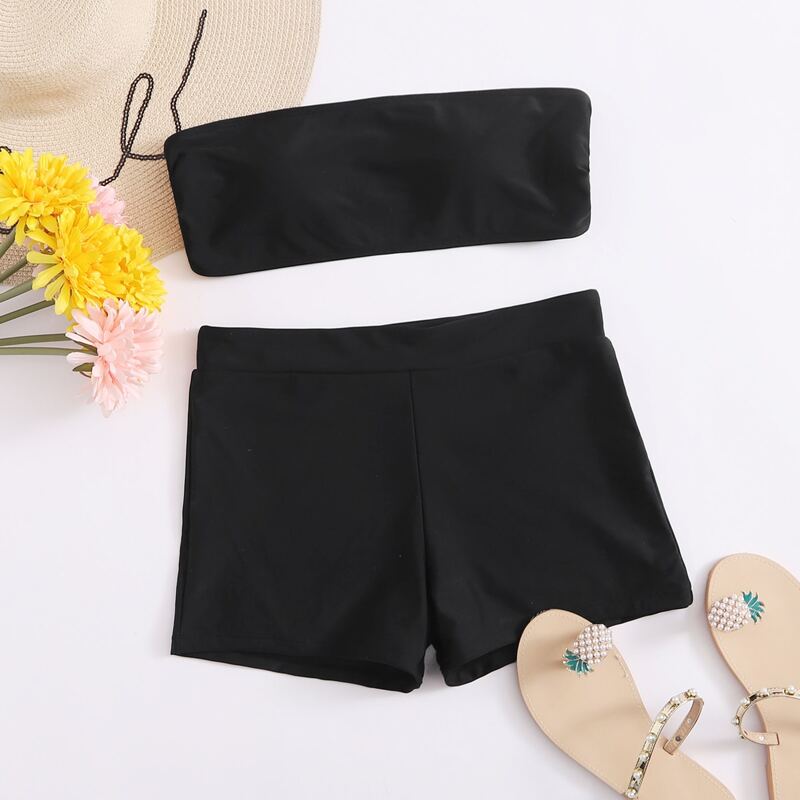 

Bandeau Top & Bikini Boy Shorts, Black