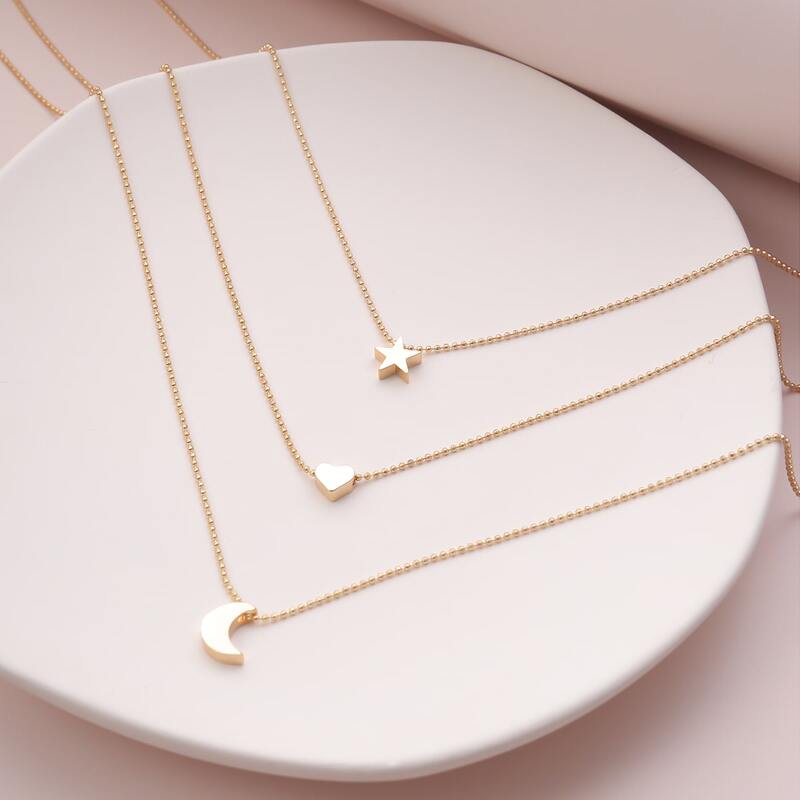 

Moon & Star Charm Layered Necklace, Gold