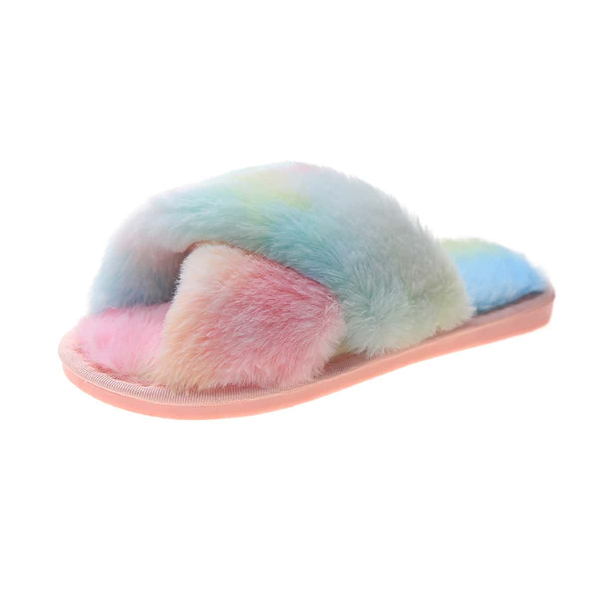 

Gradient Fluffy Slippers, Multicolor
