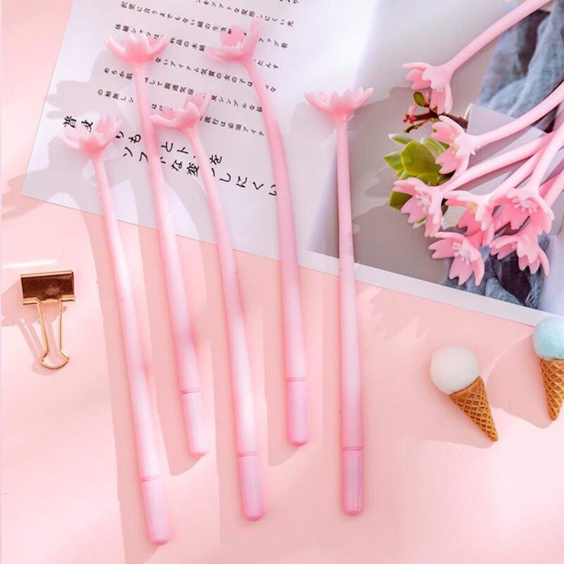

2pcs Random Flower Silicone Rubber Gel Pen, Black