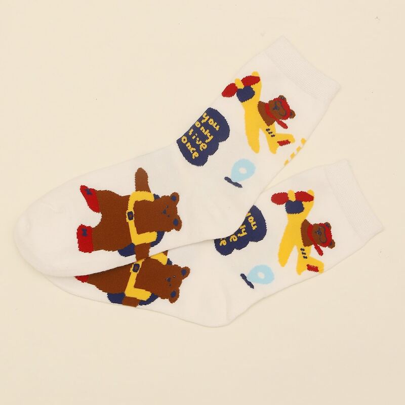 

Bear Pattern Socks, Multicolor