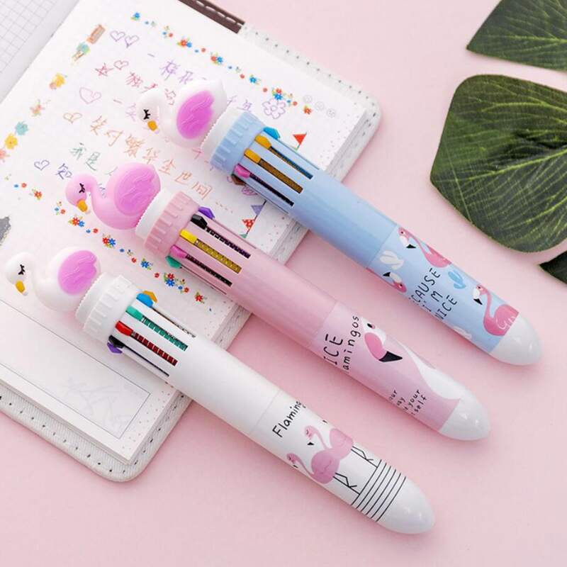 

1pc Random Flamingo Shaped 10-color Ball Pen, Multicolor