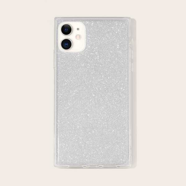 

1pc Glitter iPhone Case, White