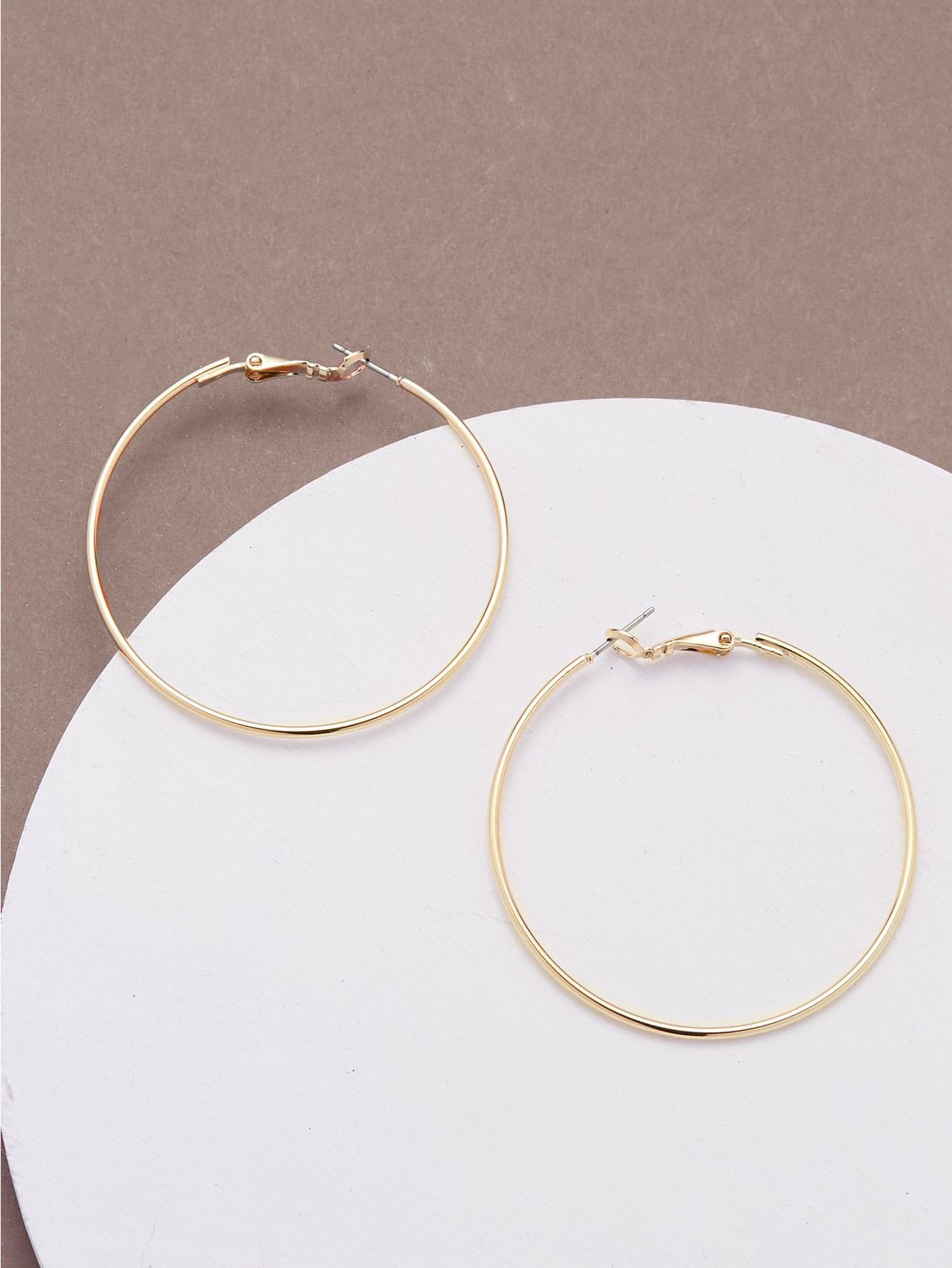 高拋光圈形耳環 - 金黃色 - 查看 1