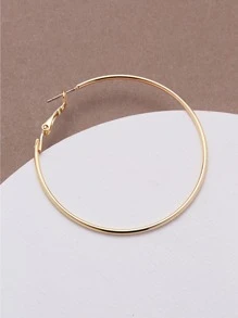 高拋光圈形耳環 - 金黃色 - 查看 2