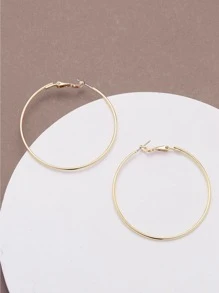 高拋光圈形耳環 - 金黃色 - 查看 3