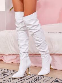 SHEIN SXY 女士冬季粗跟踝靴，搭配开衫/毛衣完美，时尚靴子，可搭配外套，性感，猫跟靴