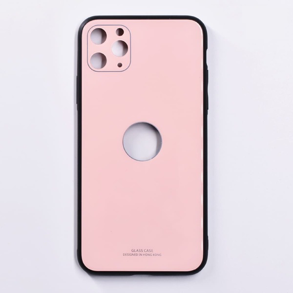 

1pc Solid Glass iPhone Case, Pink