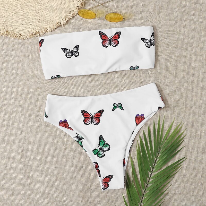 

Butterfly Bandeau Bikini Swimsuit, White