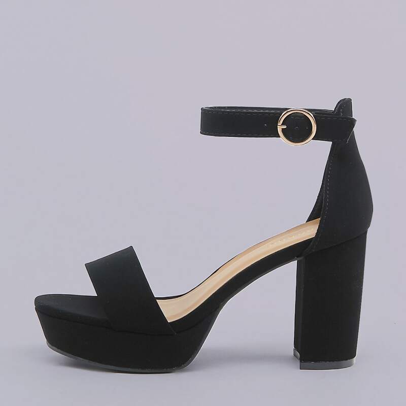 

Open Toe Ankle Strap Platform Chunky Heel Sandals, Black