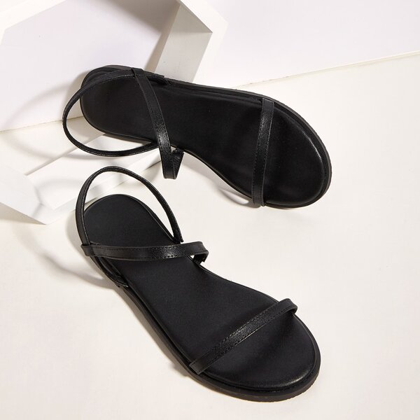 

Two Part Thin Strap Sandals, Black