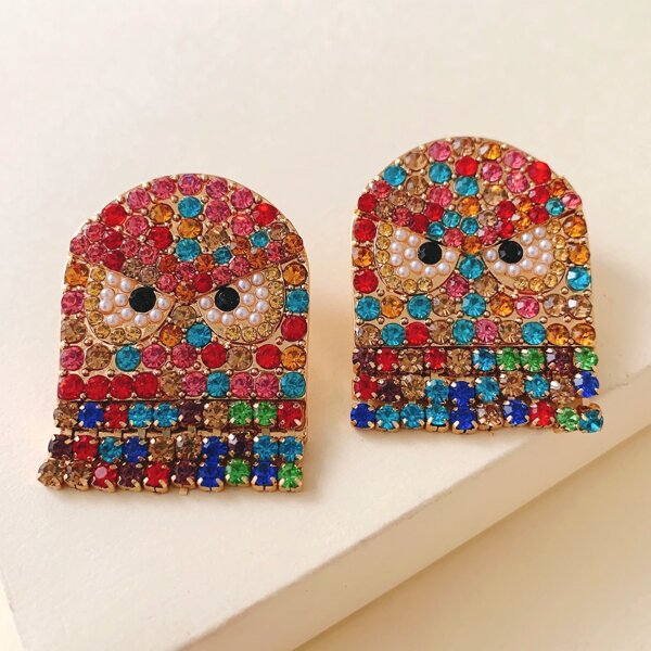 

Colorful Rhinestone Decor Stud Earrings, Multicolor
