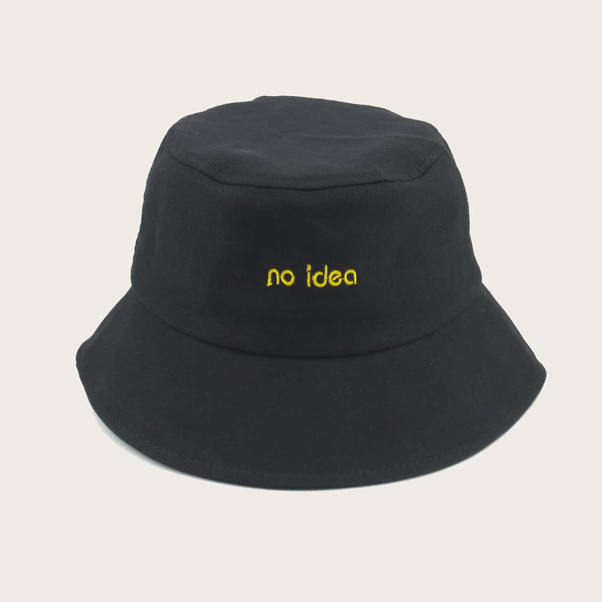 

Guys Slogan Embroidery Bucket Hat, Black