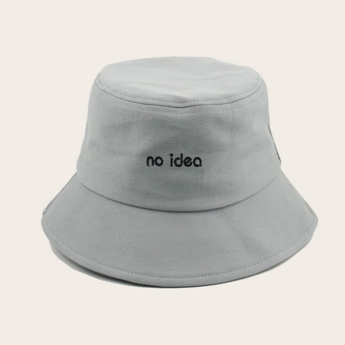 

Guys Slogan Embroidery Bucket Hat, Grey