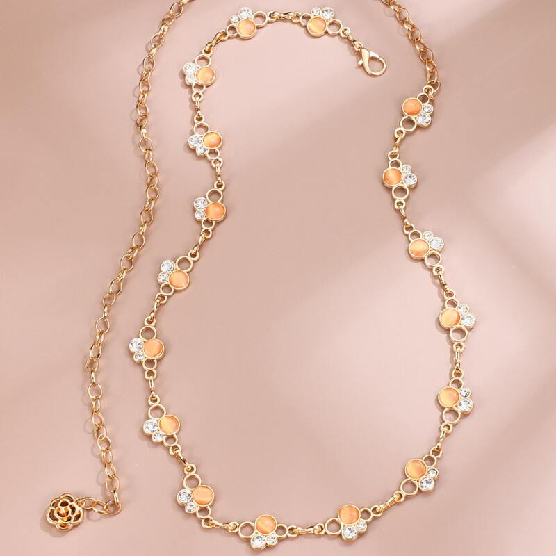 

Rhinestone Engraved Waist Chain, Gold