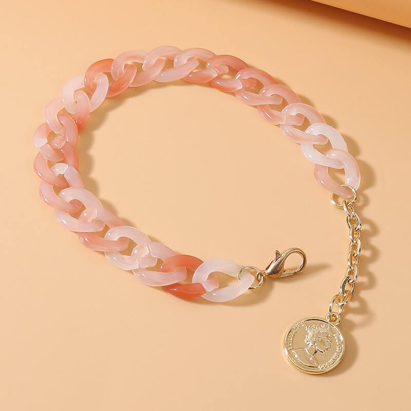 

Figure Coin Charm Bracelet, Pink