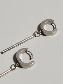 1 Đôi Tối Giản Tinh Tế Nam Kim Loại Tòn Ten Hoa Tai Cho Đi Chơi Hàng Ngày, Dự Tiệc Hoặc Làm Quà Tặng Sinh Nhật - Bạc - Xem 3