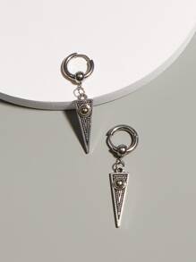 Fashionable and Popular Men Geometric Charm Drop Earrings Alloy for Jewelry Gift and for a Stylish Look - Silver - View 1