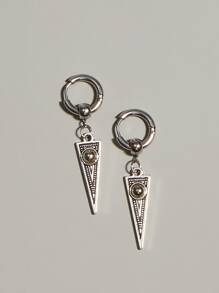 Fashionable and Popular Men Geometric Charm Drop Earrings Alloy for Jewelry Gift and for a Stylish Look - Silver - View 2
