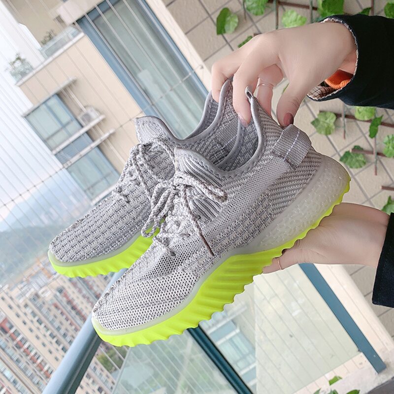 

Lace-up Front Colorblock Knit Sneakers, Grey