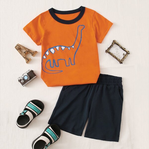 

Toddler Boys Cartoon Graphic Tee With Track Shorts, Multicolor