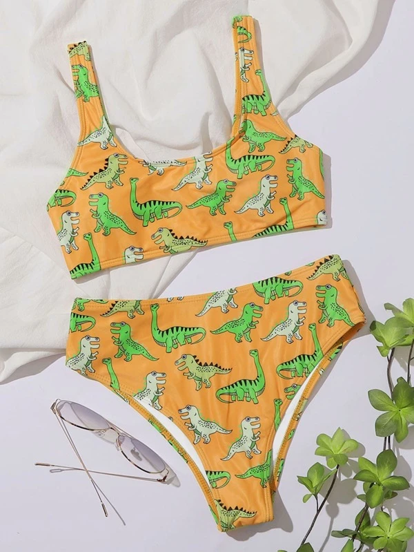 dinosaur high waisted bikini
