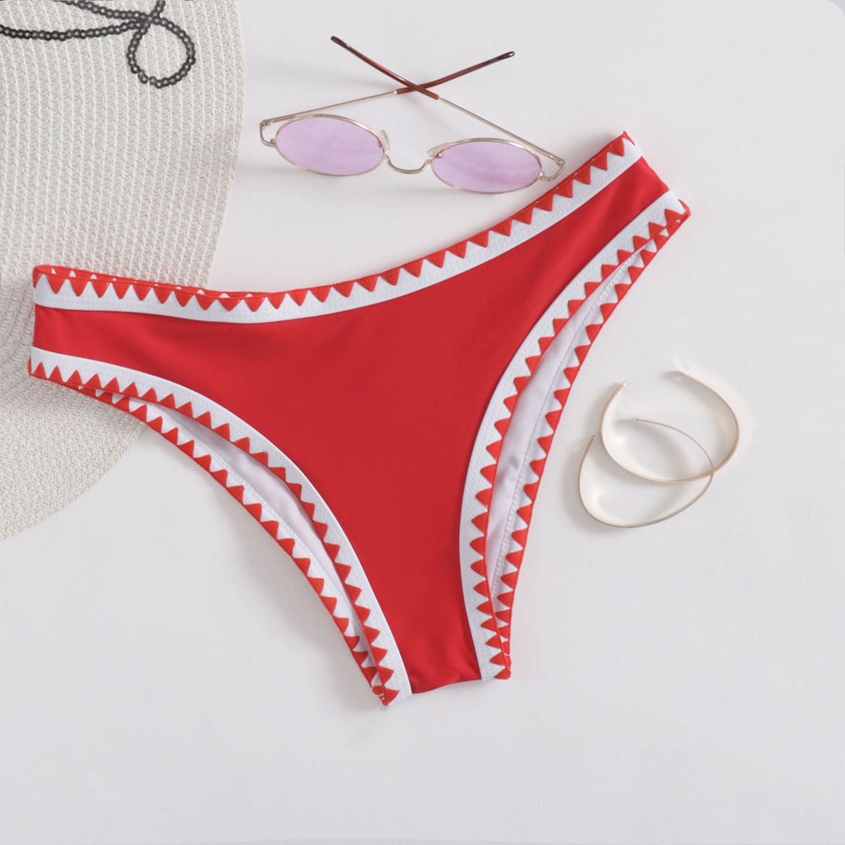 

Zigzag Trim Bikini Bottom, Red