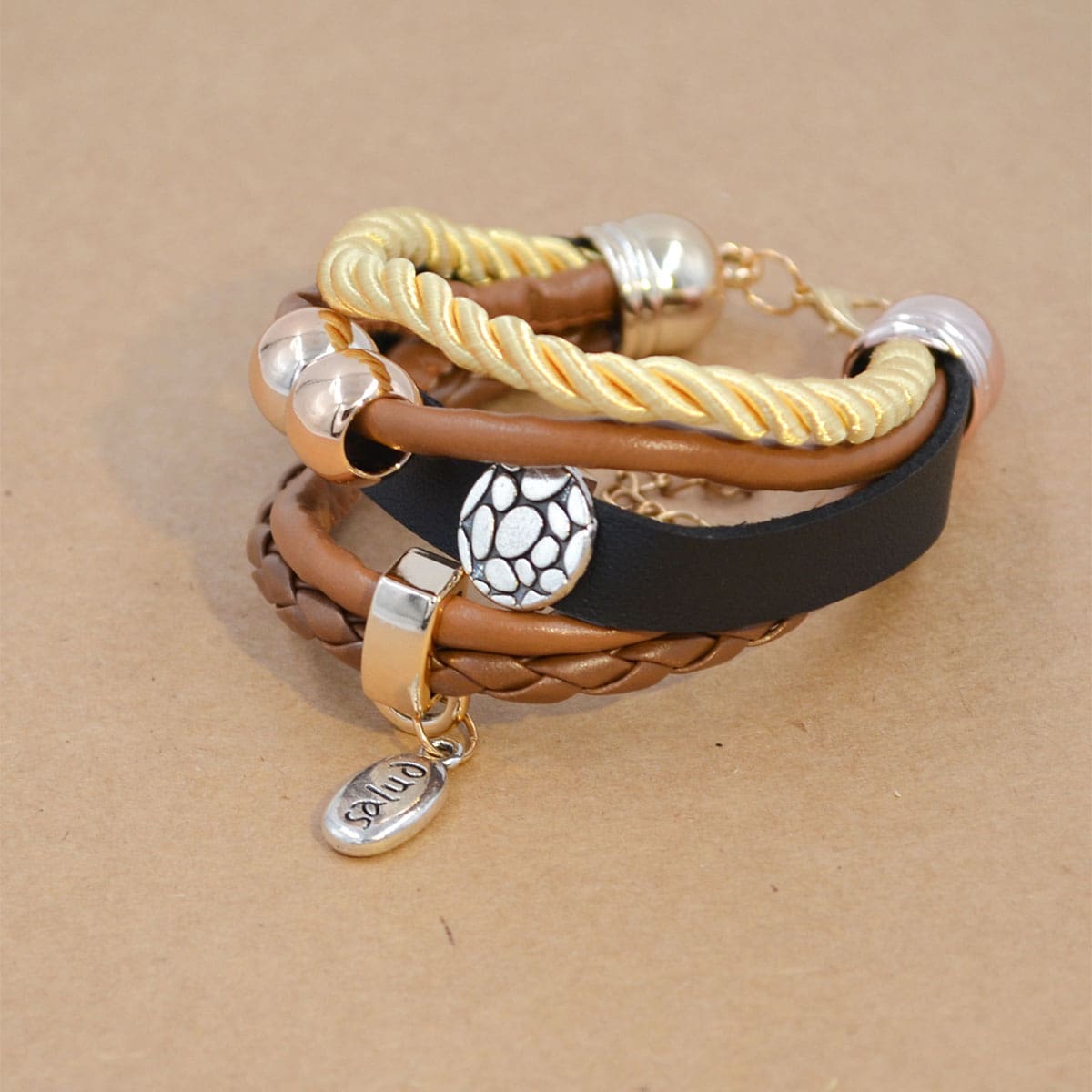 

Guys Layered Design Bracelet, Multicolor
