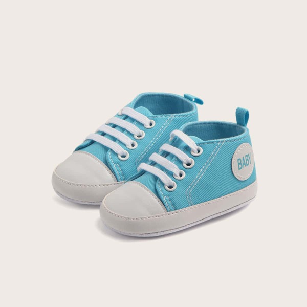 

Baby Boy Lace-up Front Letter Patch Sneakers, Baby blue