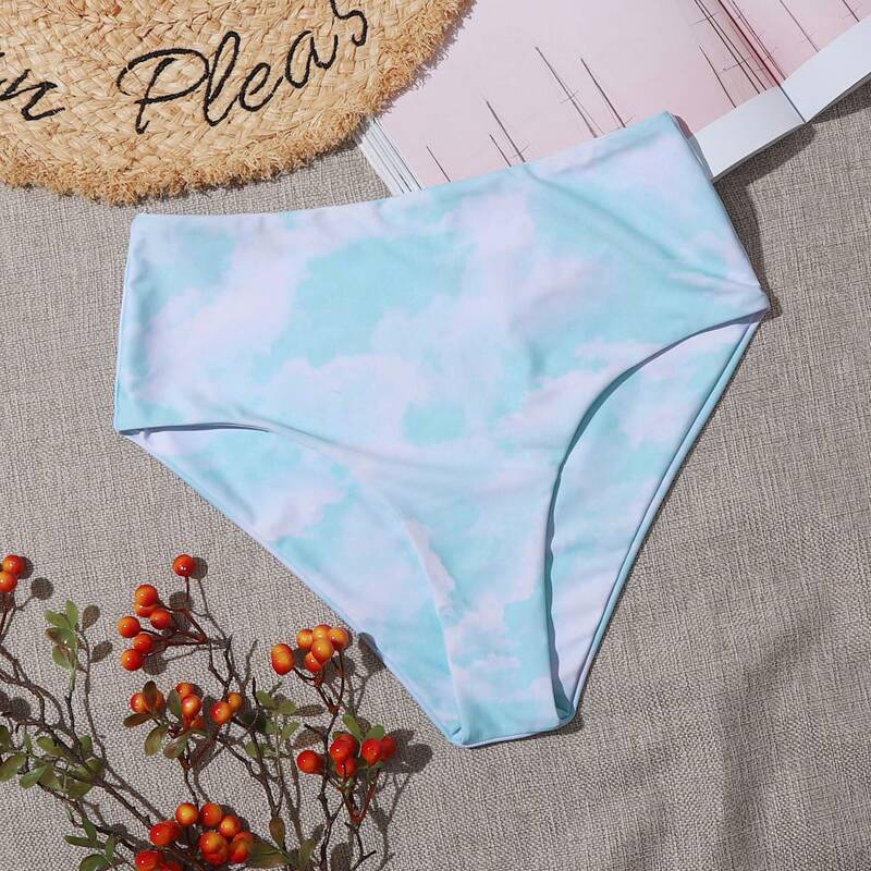 

High Waisted Tie Dye Bikini Bottom, Multicolor