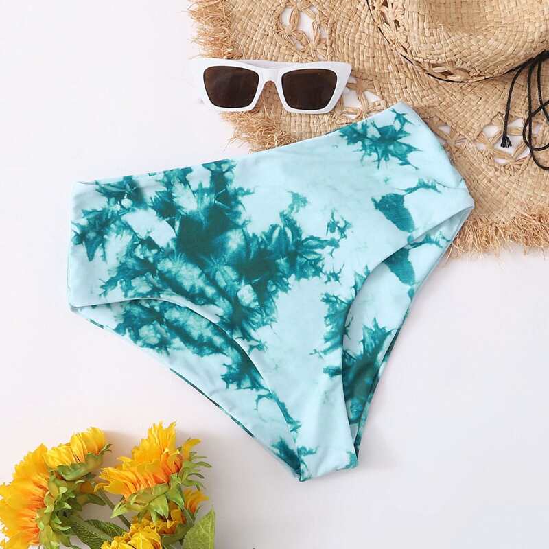 

High Waisted Tie Dye Bikini Bottom, Green