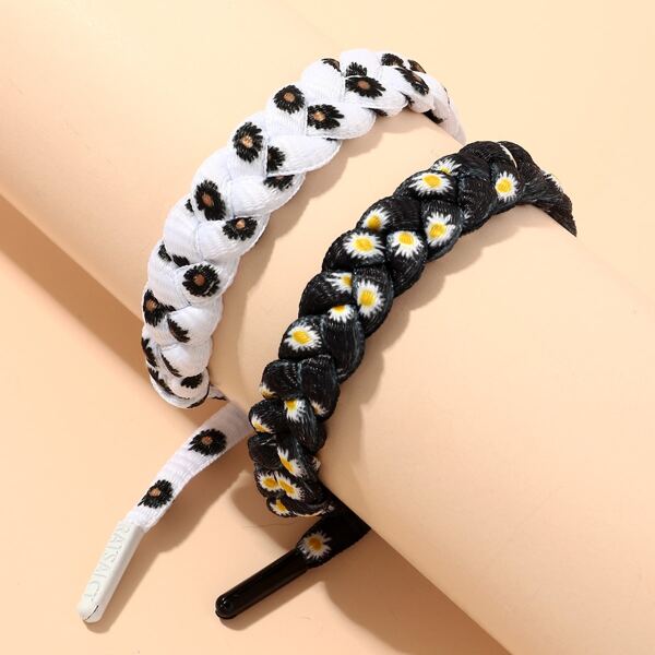 

2pcs Daisy Pattern Braided Bracelet, Multicolor