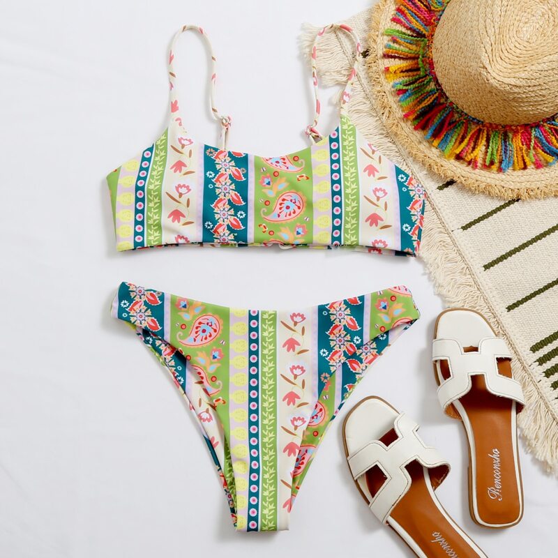 

Tribal Tie Back Bikini Swimsuit, Multicolor