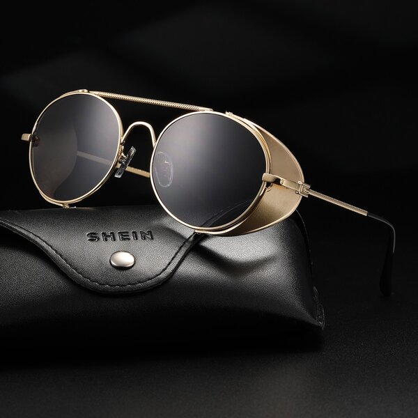 

Men Round Frame Sunglasses, Gold