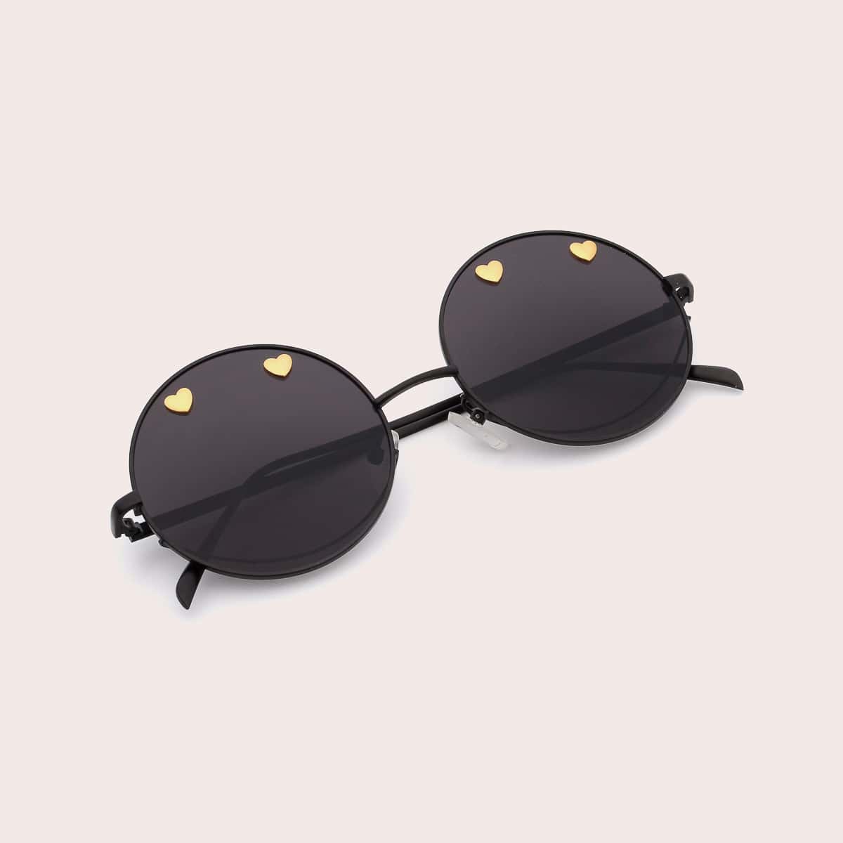 Round Frame Sunglasses, Black