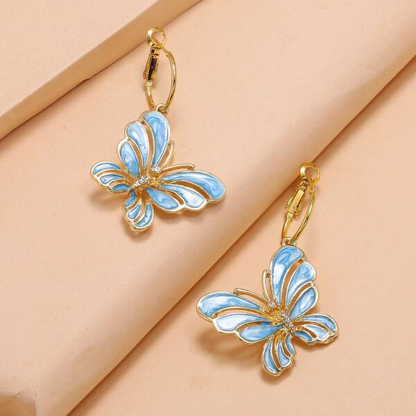 

Butterfly Decor Drop Earrings, Blue