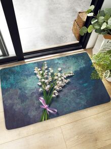 Alfombra de piso con estampado de flor - Multicolor - Ver 1