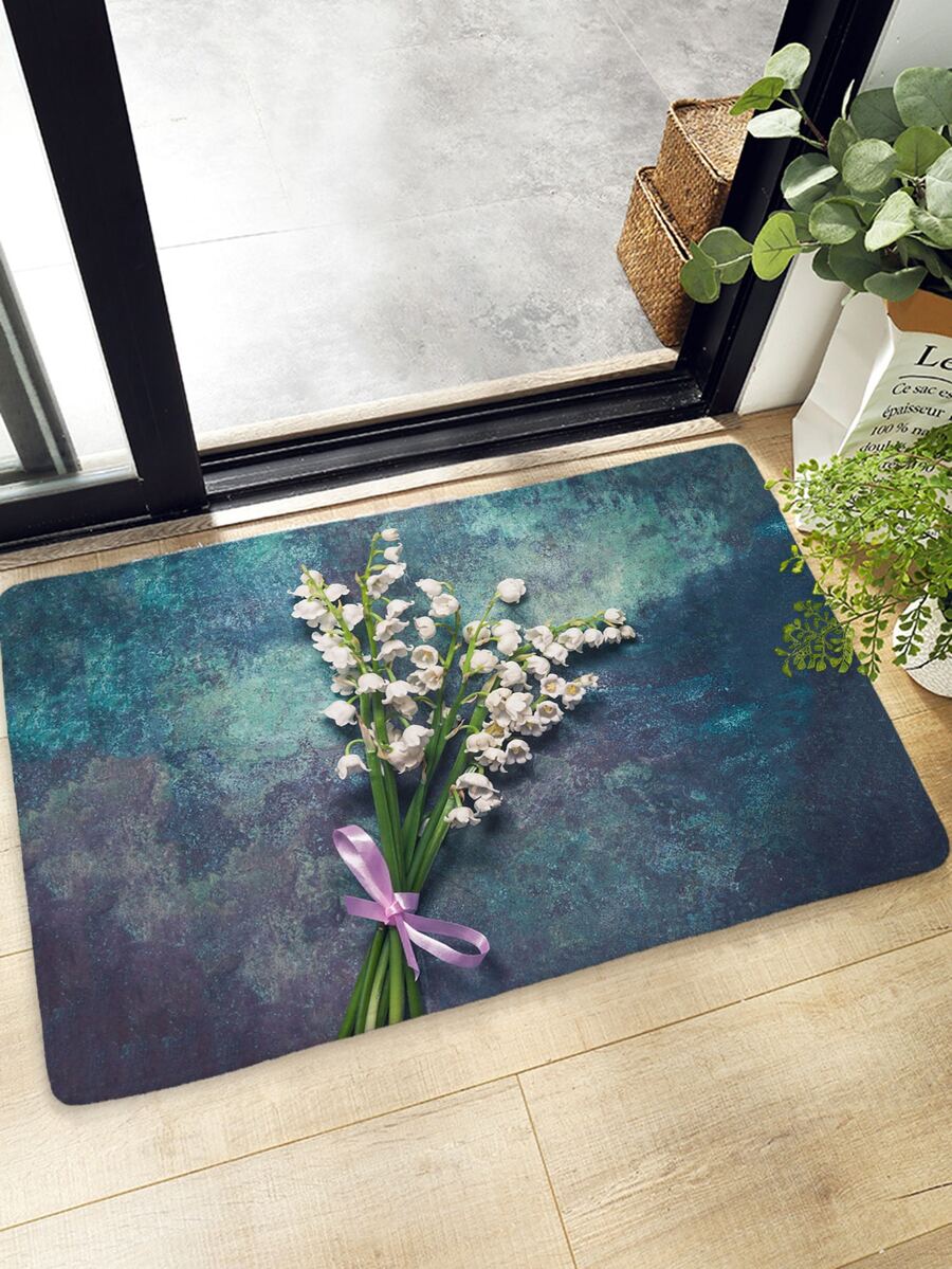 Alfombra de piso con estampado de flor - Multicolor - Ver 1