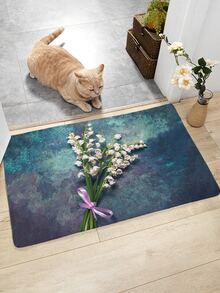 Alfombra de piso con estampado de flor - Multicolor - Ver 6
