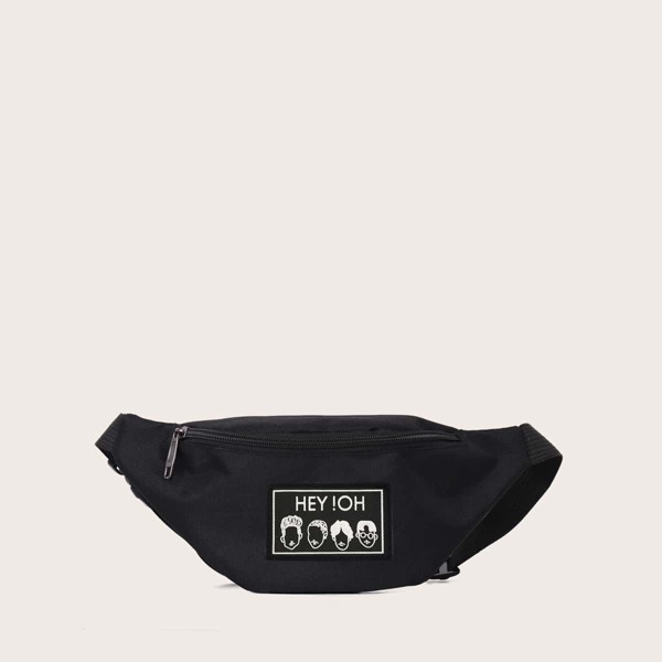 

Men Letter Graphic Fanny Pack, Black