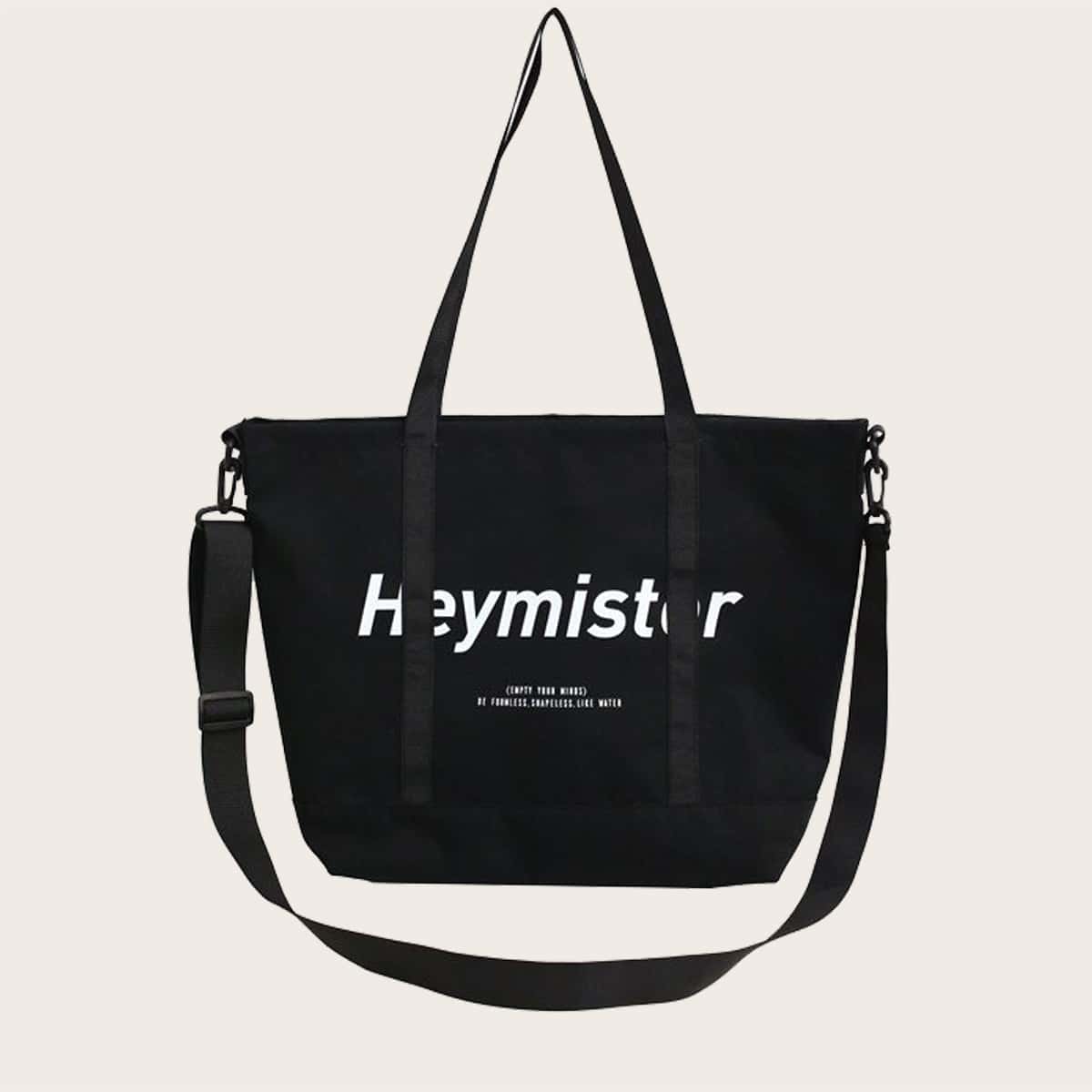 

Guys Letter Graphic Tote Bag, Black