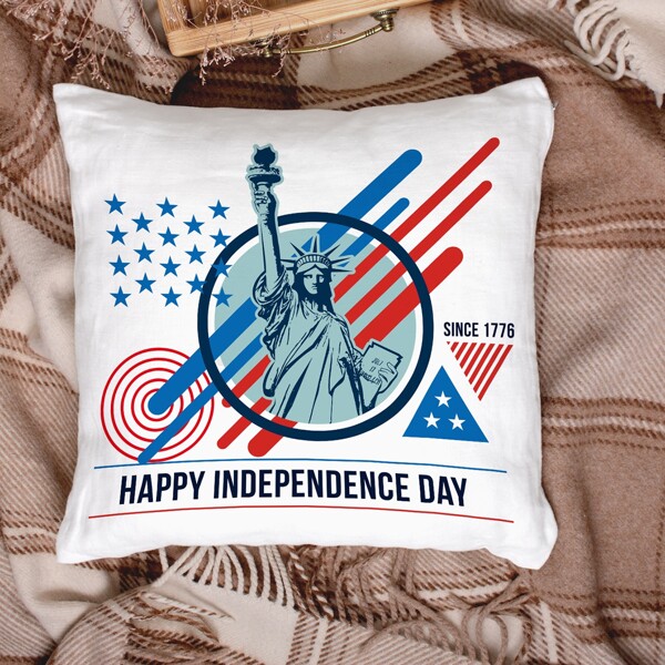 

Statue Of Liberty Print Cushion Cover Without Filler, Multicolor