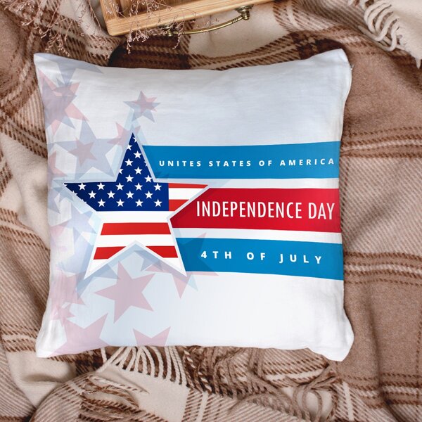 

American Independence Day Cushion Cover Without Filler, Multicolor