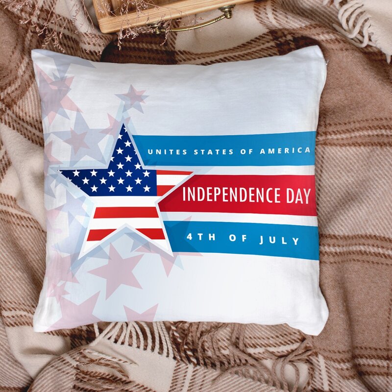 

American Independence Day Cushion Cover Without Filler, Multicolor