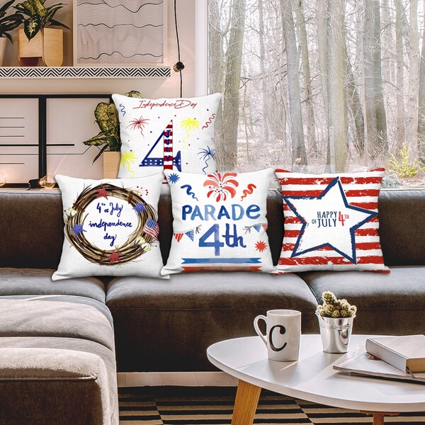 

1pc American Independence Day Cushion Cover Without Filler, Multicolor