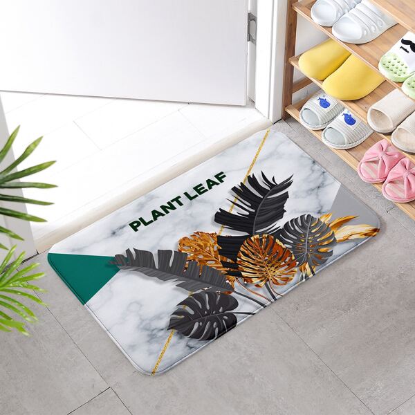 

Leaf Print Door Mat, Multicolor