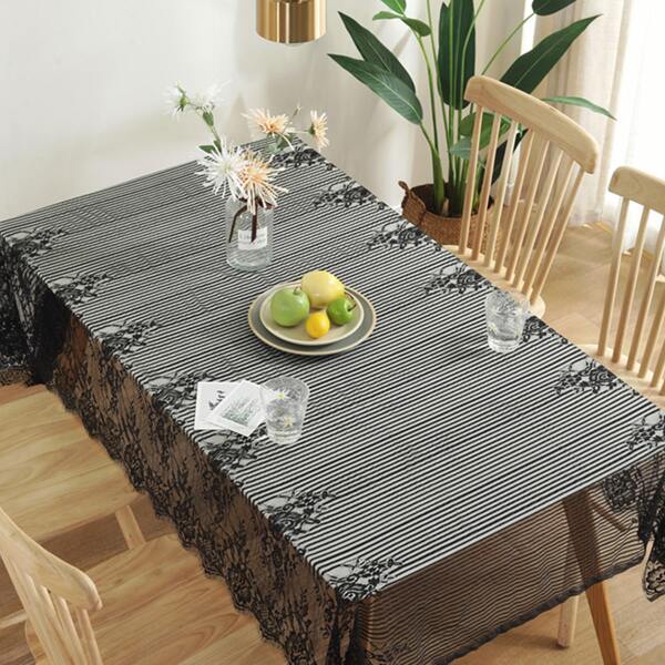 

Embroidery Lace Tablecloth, Black